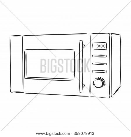 Microwave Oven Line Icon. Editable Line Sketch Icon. Stock Vector Illustration.