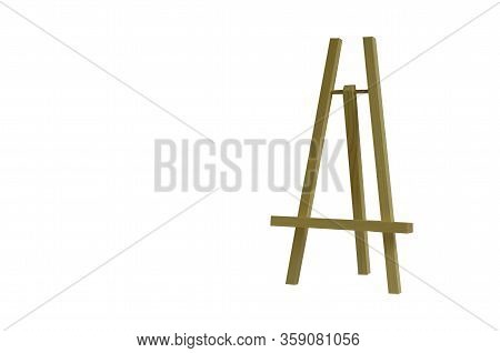 Small Desktop Wooden Easel For Artists Isolated On A White Background. Working Equipment Of The Arti