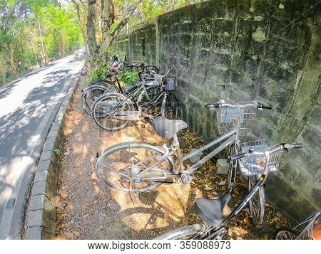 Samut Prakan, Thailand - January 04 2020: Bicycle Parking At Bang Nam Phueng Floating Market At Bang