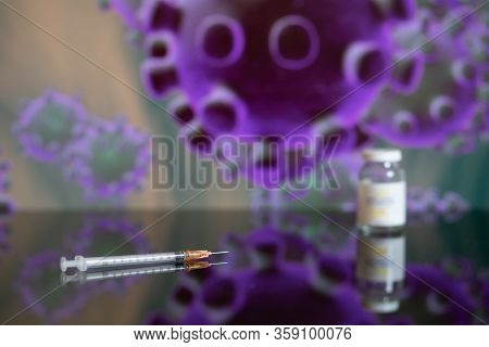 Vaccine And Syringe Injection. Prevention,immunization And Treatment From Corona Virus Infection Cov