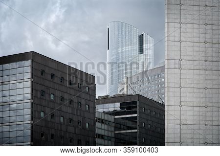 Downtown With Skyscrapers In La Defense, Paris, Ile-de-france, France