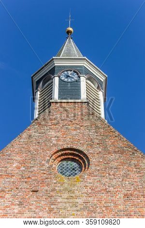 Tower Of The Historic Stefanus Church In Holwierde, Netherlands