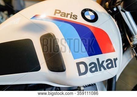 Bordeaux , Aquitaine / France - 02 15 2020 : Bmw Motorbike Logo Sign Gs Vintage Paris Dakar Famous M