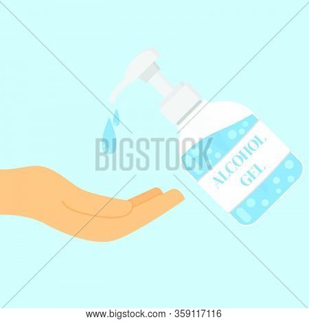 Hand Sanitizer Bottle Icon, Washing Gel. Waterless Hand Cleaner. Handwashing. Wash Your Hands Concep