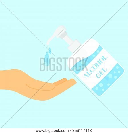 Hand Sanitizer Bottle Icon, Washing Gel. Waterless Hand Cleaner. Handwashing. Wash Your Hands Concep