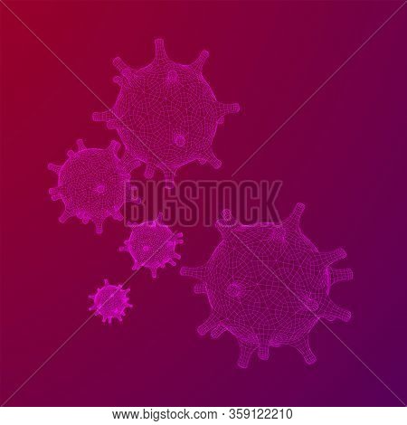 Corona Virus Virion Of Coronavirus. Covid Virus That Caused Epidemic Of Pneumonia In China. Wirefram