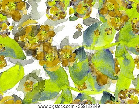Leaves Seamless Pattern. Girly Hawaiian Plants Background With Snake Skin. Botanic Rose Flower Swimw