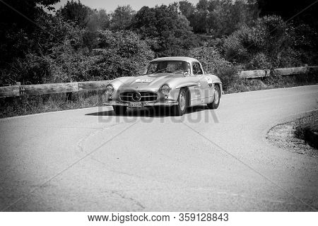 Pesaro Colle San Bartolo , Italy - May 17 - 2018 : Mercedes-benz 300 Sl CoupÉ (w198) 1955 On An Old 