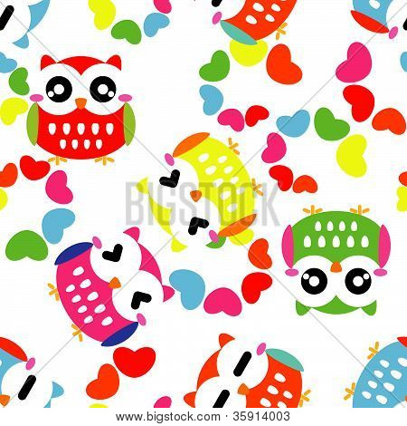 Seamless pattern avec hiboux coloré