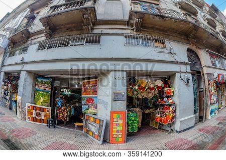 Santo Domingo, Dominican Republic - March 13, 2020: Small Souvenir Shops Located On The Picturesque 