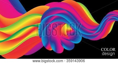 Fluid Flow. Rainbow Background. Fluid Shapes. Wave Pattern. Summer Poster. Colorful Gradient. Flow S