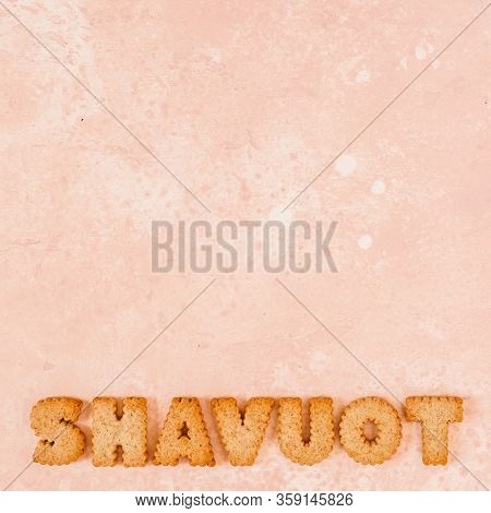 Crackers Arranged As A Word Shavout, Copy Space For Your Text, Square