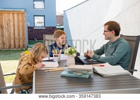 Homeoffice For The Work At Home And Homeschooling Due To Coronavirus Quarantine