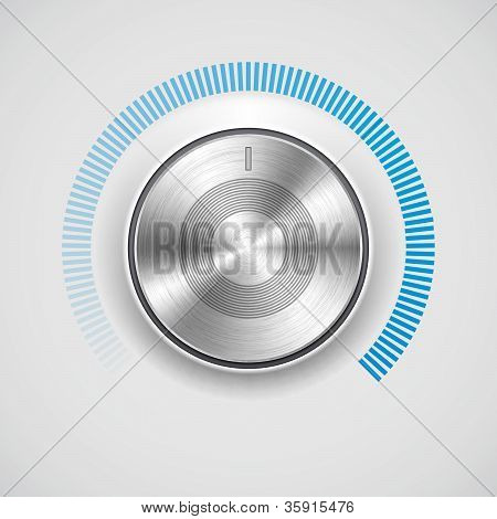 Pulsante volume (manopola di musica) con texture metalliche (cromo) e scala