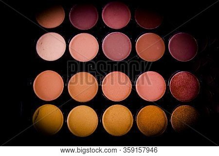 Color Palette With Eyeshadow Powde. Sample Book