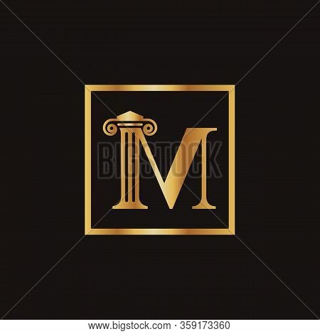 Attorney & Law Letter M Logo With Creative Modern Rectangular Vector Template. Law Business Letter M