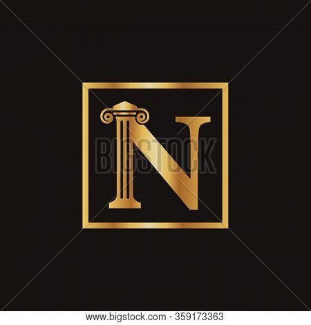Attorney & Law Letter N Logo With Creative Modern Rectangular Vector Template. Law Business Letter N