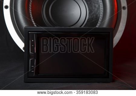 Car Audio System On A Black Background.subwoofer.