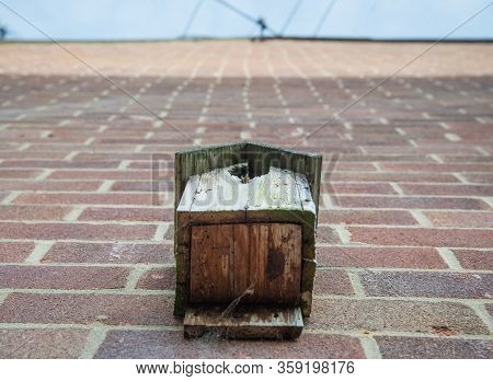 Bird Box Attached To Brick Wall Of A Suburban House,andover,hampshire,united Kingdom.