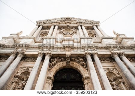 Facade of Church of St. Mary of Nazareth (Chiesa degli Scalzi) in Venice. Italy.