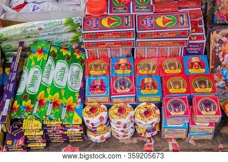 Kolkata, West Bengal, India - 15th April 2019 : Red Powder, Called Sindoor In Bengali, Is A Symbol O
