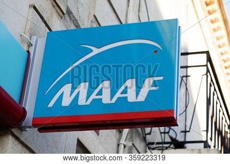 Bordeaux , Aquitaine / France - 02 21 2020 : Maaf Sign Office Store Brand Assurances Bank Logo On St