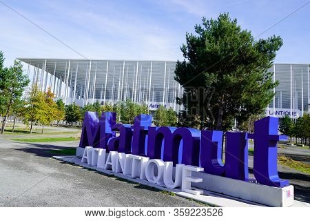 Bordeaux , Aquitaine / France - 10 25 2019 : Stade Matmut Atlantique Logo Sign Football Soccer Frenc