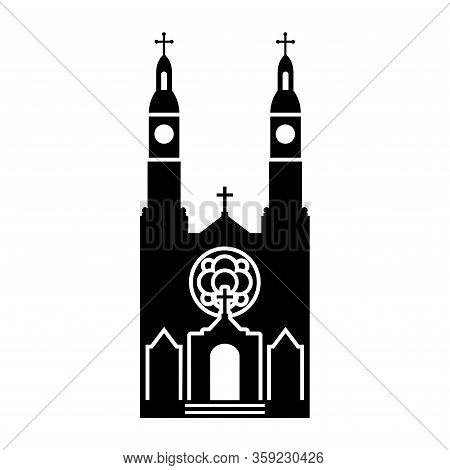 Simple Vector Icon Of  St. Stanislaus Catholic Church In Milwaukee (united States). Black Silhouette
