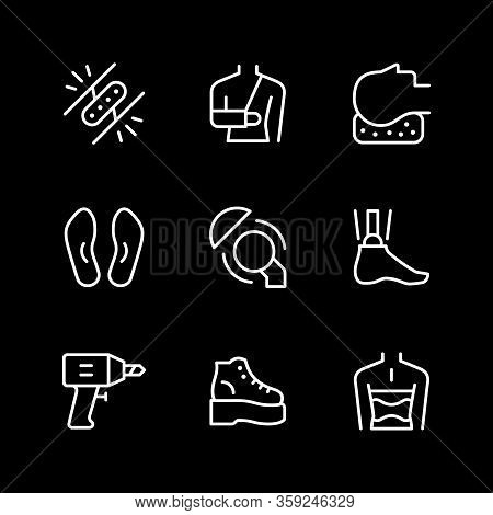 Set Line Icons Of Orthopedics Isolated On Black. Vector Illustration