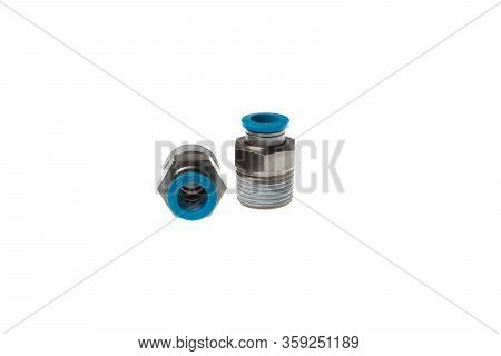 Varna, Bulgaria - March 21, 2020: Set Of Festo Pneumatic Straight Fittings For Plastic Tube To 1/2