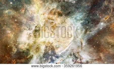 Hubble Views Galaxy And Nebula. Elements Of This Image Furnished By Nasa.