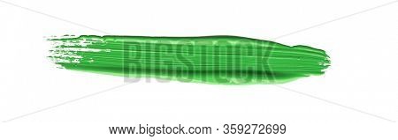 Green chroma brush stroke paiting over isolated background, canvas watercolor texture 