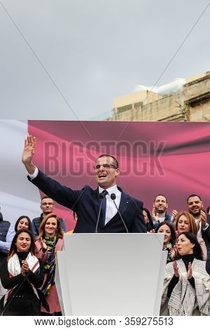 Cospicua / Malta - 19-january-2020 Robert Abela Gives Speech To The People Of Cospicua For The First