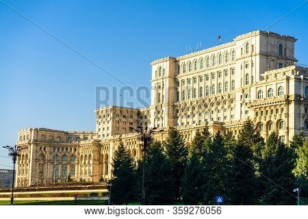 Famous Palace Of The Parliament (palatul Parlamentului) In Bucharest, Capital Of Romania