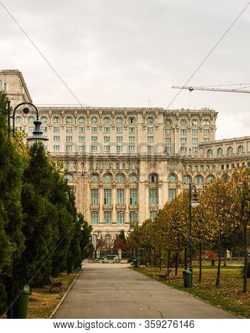 Detail Photo Of The Famous Palace Of The Parliament (palatul Parlamentului) In Bucharest, Capital Of