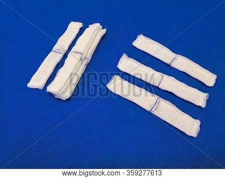 Closeup Image Of X Ray Detectable Tonsil Gauze Sponges