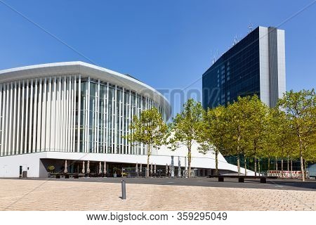 Luxembourg City, Luxembourg- August 19, 2018: View At Concert Hall , Philharmonia, And The European 