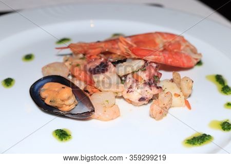 Various Sorts Of Seafood On A Plate