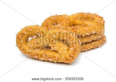 Traditional dutch sweet cookies called krakeling isolated on white background 