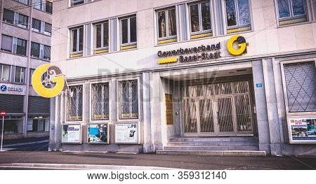 Basel, Switzerland - December 25, 2017: View On The Facade Of The Professional Association Of Basel-