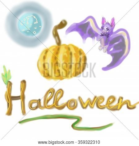 Happy Halloween Greeting Card. Party Decoration. Wildlife Character.