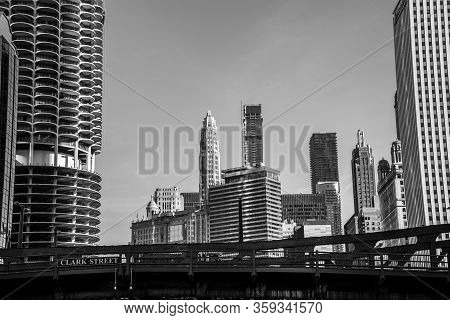 Skyscrapers Over The Clark Street Bridge In Chicago