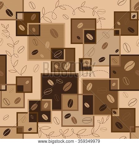 Seamless Pattern With Coffee Beans And Geometry