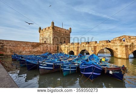 Sqala Du Port, A Defensive Tower At The Fishing Port Of Essaouira, Morocco