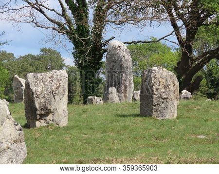 Megalithic Stone Alignments And Single Standing Menhirs In Carnac, Kerlescan, And Kermario In Britta