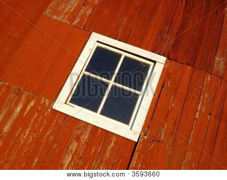 Ventana del granero rojo