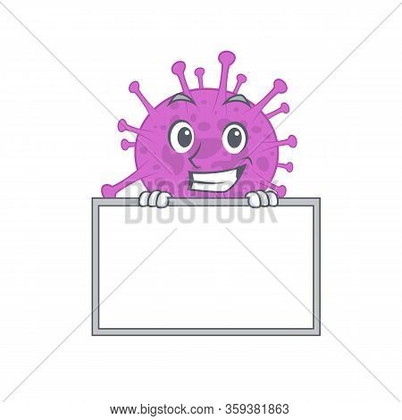 Smiling Avian Coronavirus Cartoon Design Style Has A Board