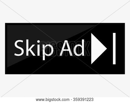 Skip Ad Black Vector  Button . Block Advertisement Icon.