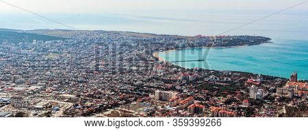 panoramic view of the city center of the resort of Gelendzhik, a view from the mountains. Black sea coast