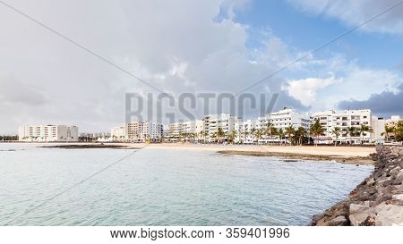 Arrecife, Spain - November 6:  Playa Del Reducto In Arrecife.  The Beach Is In Arrecife, The Capital